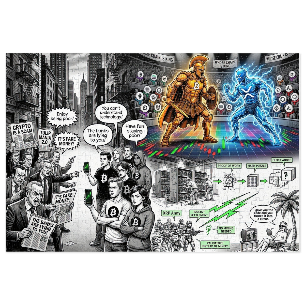 Crypto Jigsaw Puzzle — Bitcoin vs Banks Gladiator —  — Mr. Lined