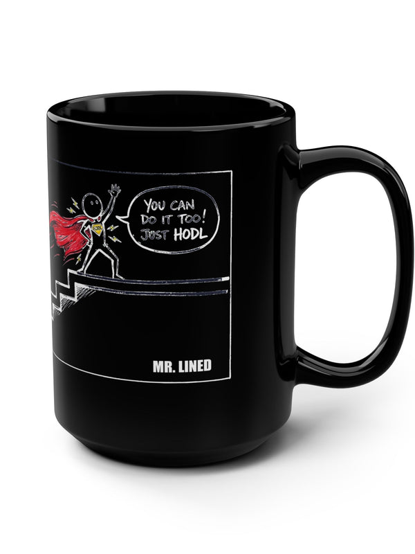 Crypto Mug — HODL Hero Red Cape Stickman — Mr. Lined crypto streetwear