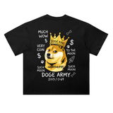 Dogecoin Doge King T-Shirt — Worthless Crossed Out 2013 Dark Variant