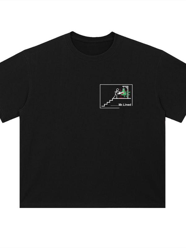 Mr. Lined Logo T-Shirt — Green Stickman Climb — Mr. Lined crypto streetwear