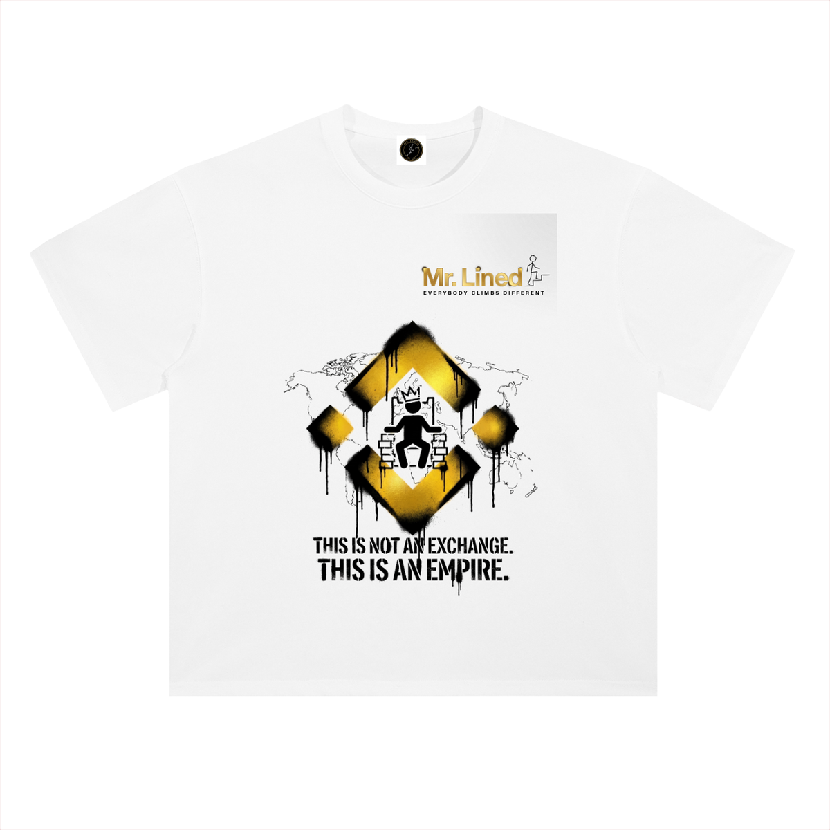 Binance This Is Not An Exchange This Is An Empire T-Shirt — World Map Light Variant —  — Mr. Lined