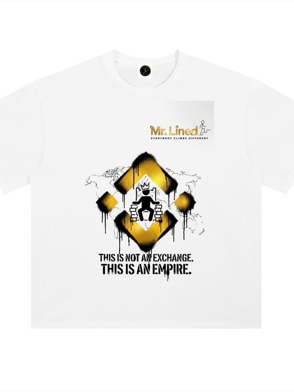 Binance This Is Not An Exchange This Is An Empire T-Shirt — World Map Light Variant — Mr. Lined crypto streetwear