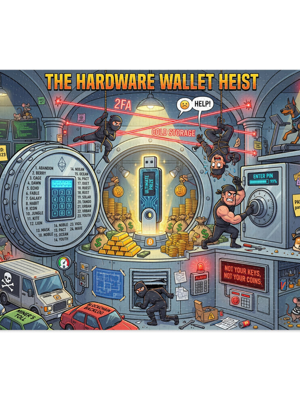 Crypto Jigsaw Puzzle — Hardware Wallet Heist — Mr. Lined crypto streetwear