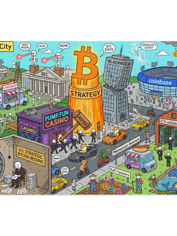 Crypto Jigsaw Puzzle — City BTC $187K Strategy — Mr. Lined crypto streetwear