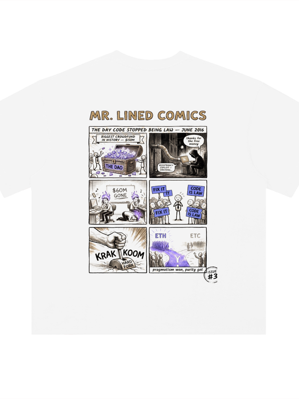Ethereum T-Shirt — The DAO Hack — Mr. Lined crypto streetwear