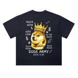 Dogecoin Doge King T-Shirt — Worthless Crossed Out 2013 Dark Variant