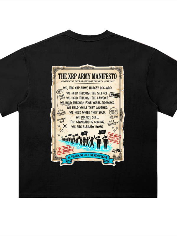 XRP T-Shirt — Army Manifesto, Est. 2017 — Mr. Lined crypto streetwear