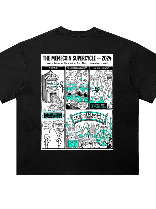 Solana T-Shirt — The Casino Never Closes — Mr. Lined crypto streetwear
