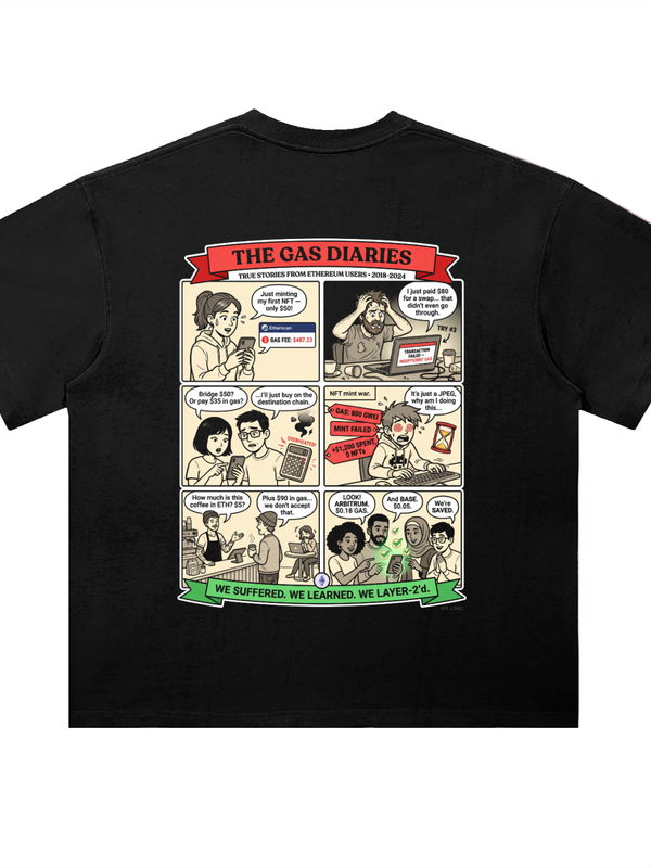 Ethereum The Gas Diaries T-Shirt — Dark Variant — Mr. Lined crypto streetwear