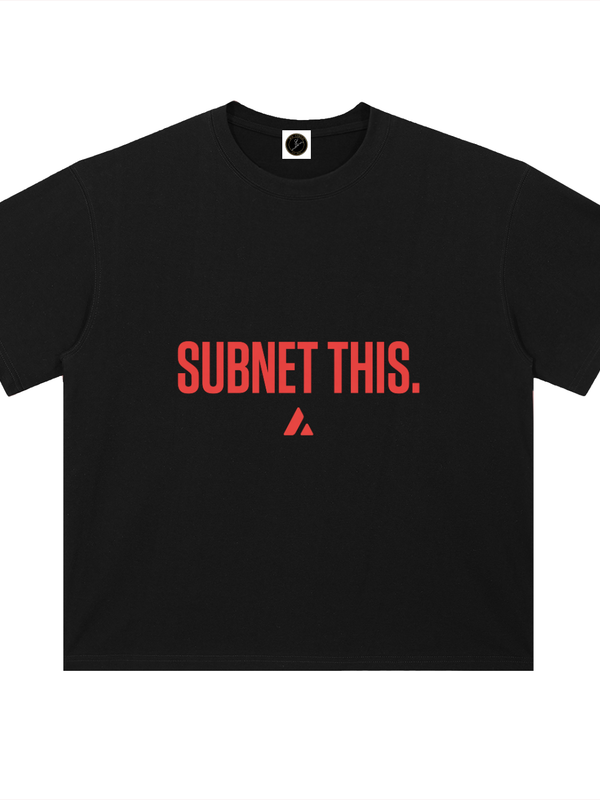 Avalanche AVAX Subnet This T-Shirt — Red Block Type Dark Variant — Mr. Lined crypto streetwear