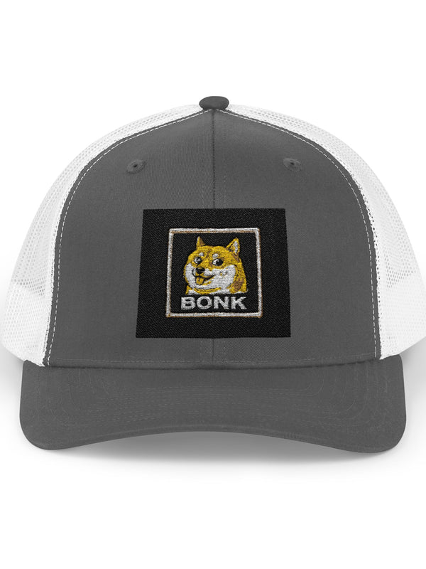 BONK Trucker Cap — Shiba Snapback — Mr. Lined crypto streetwear