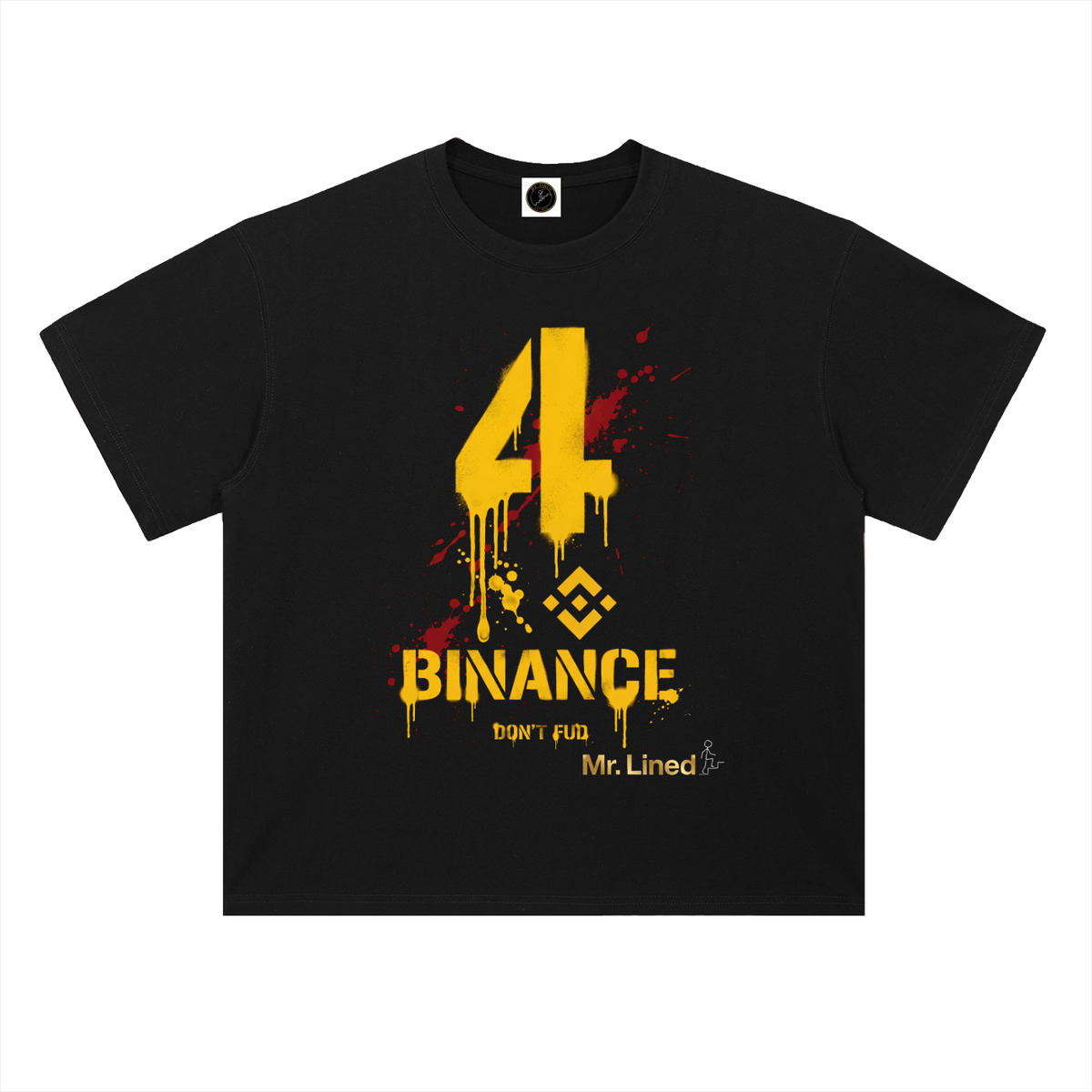 BNB 4 Binance Don't FUD T-Shirt — Yellow Spray Dark Variant —  — Mr. Lined