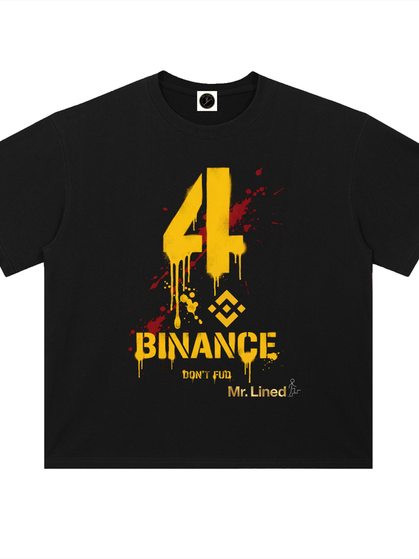 BNB 4 Binance Don't FUD T-Shirt — Yellow Spray Dark Variant — Mr. Lined crypto streetwear