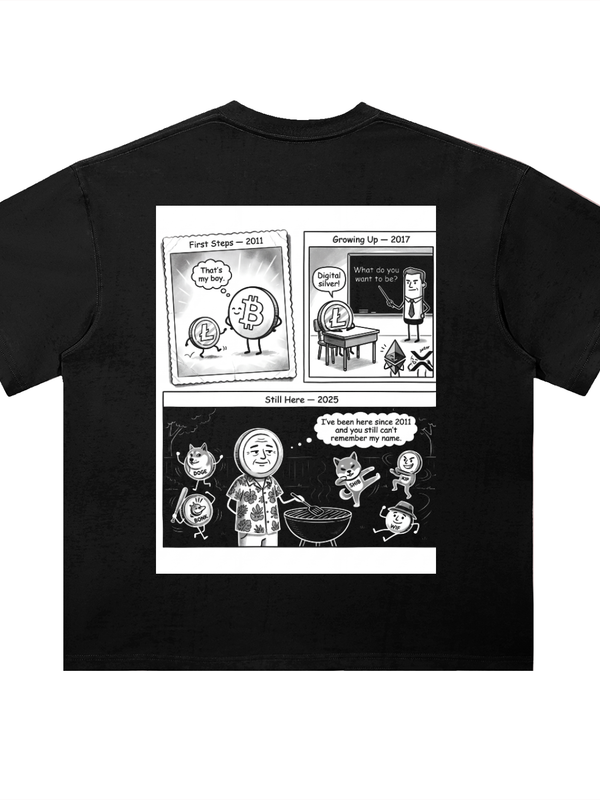 Litecoin T-Shirt — Still Here Since 2011 — Mr. Lined crypto streetwear