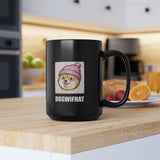 Dogwifhat Mug — Pink Beanie Shiba Patch