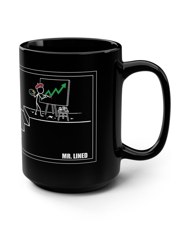 Crypto Mug — Stickman Artist Green Chart — Mr. Lined crypto streetwear