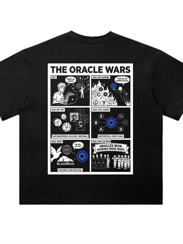 Chainlink The Oracle Wars T-Shirt — Oracles Won Dark Variant — Mr. Lined crypto streetwear