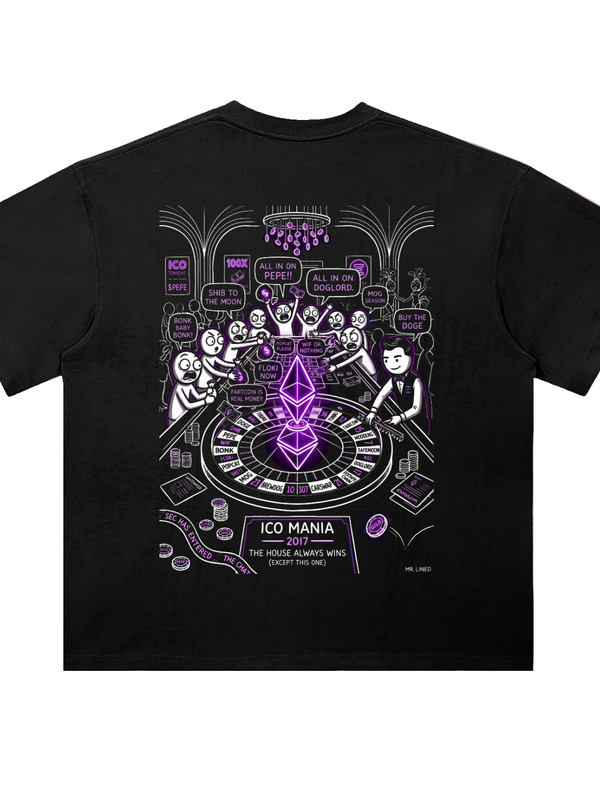 Ethereum ICO Mania T-Shirt — Dark Variant 2 — Mr. Lined crypto streetwear