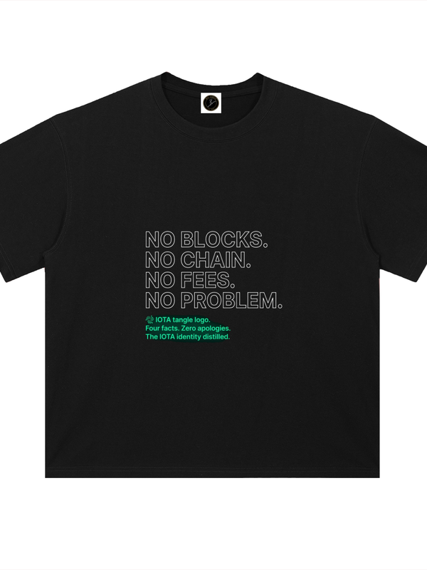 IOTA T-Shirt — No Blocks, No Fees — Mr. Lined crypto streetwear