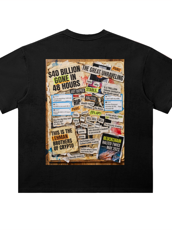 Terra Luna T-Shirt — The Great Unraveling — Mr. Lined crypto streetwear