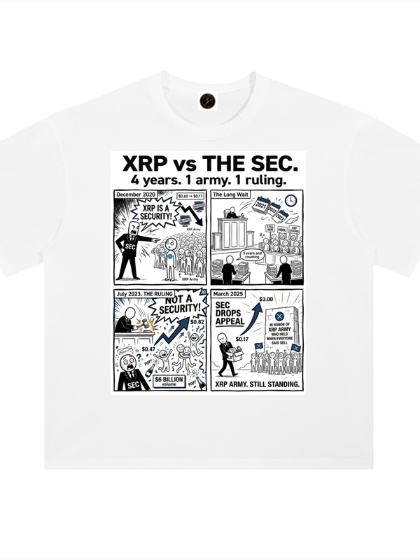 XRP T-Shirt — 4 Years, 1 Army, 1 Ruling — Mr. Lined crypto streetwear