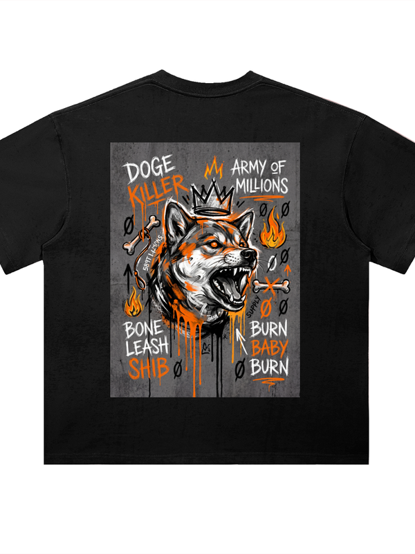 SHIB Doge Killer Army Of Millions T-Shirt — Dark Variant — Mr. Lined crypto streetwear