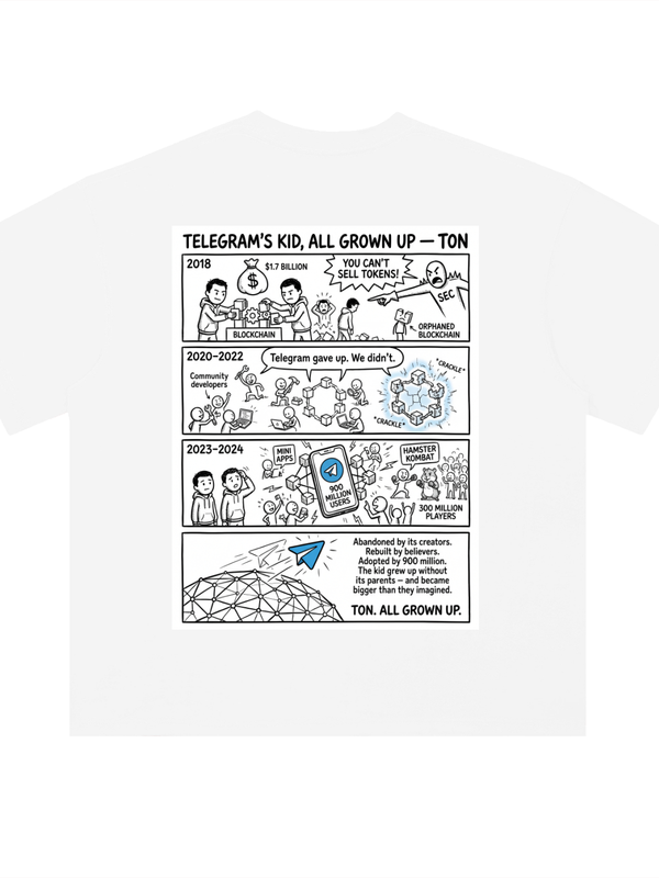 TON T-Shirt — All Grown Up, Telegram's Coin — Mr. Lined crypto streetwear