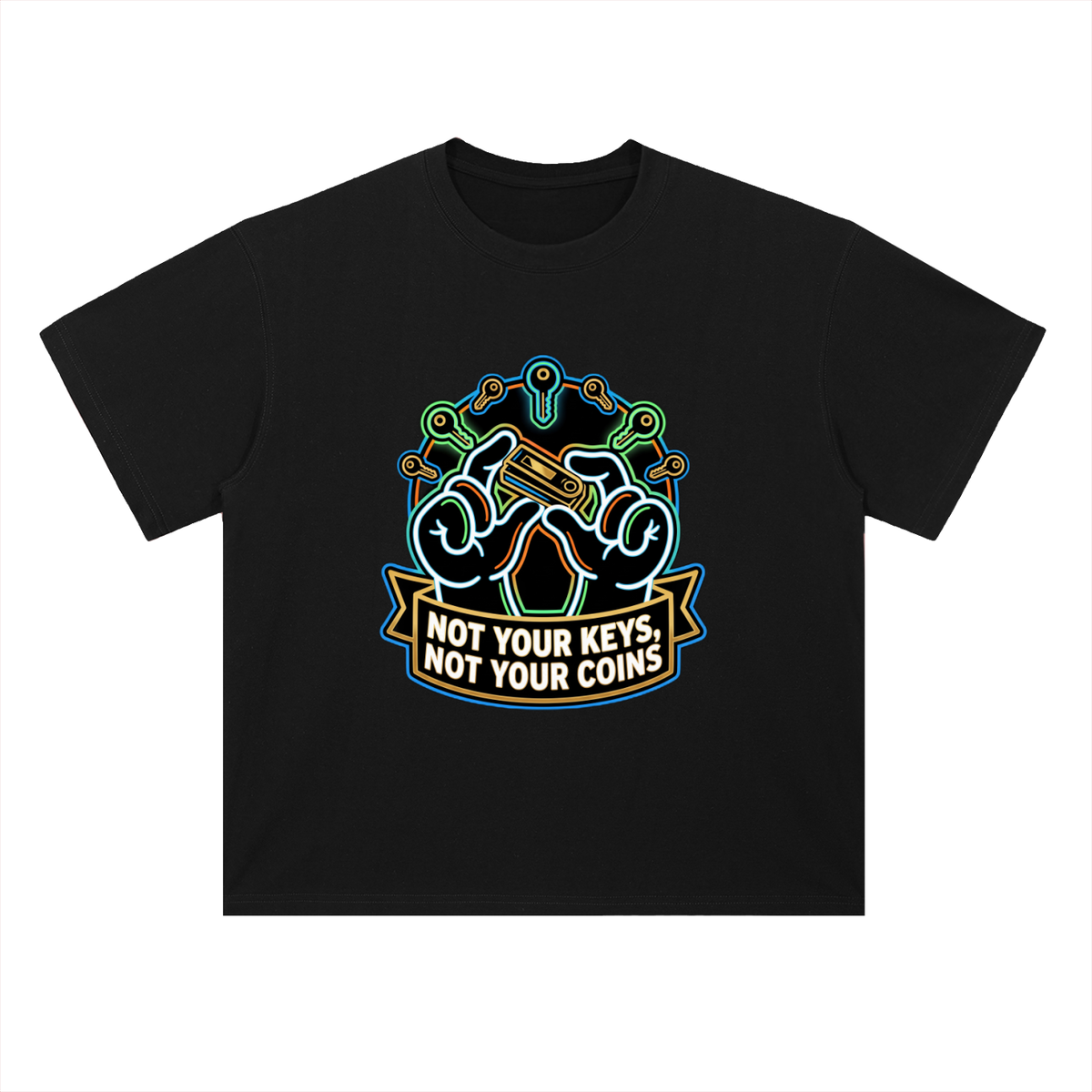 Crypto T-Shirt — Not Your Keys, Not Your Coins —  — Mr. Lined