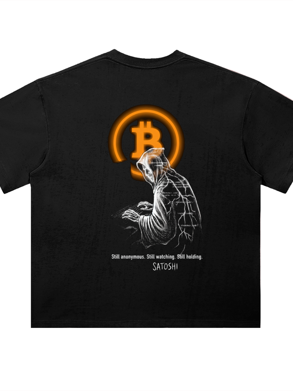 Bitcoin T-Shirt — Satoshi Still Anonymous — Mr. Lined crypto streetwear