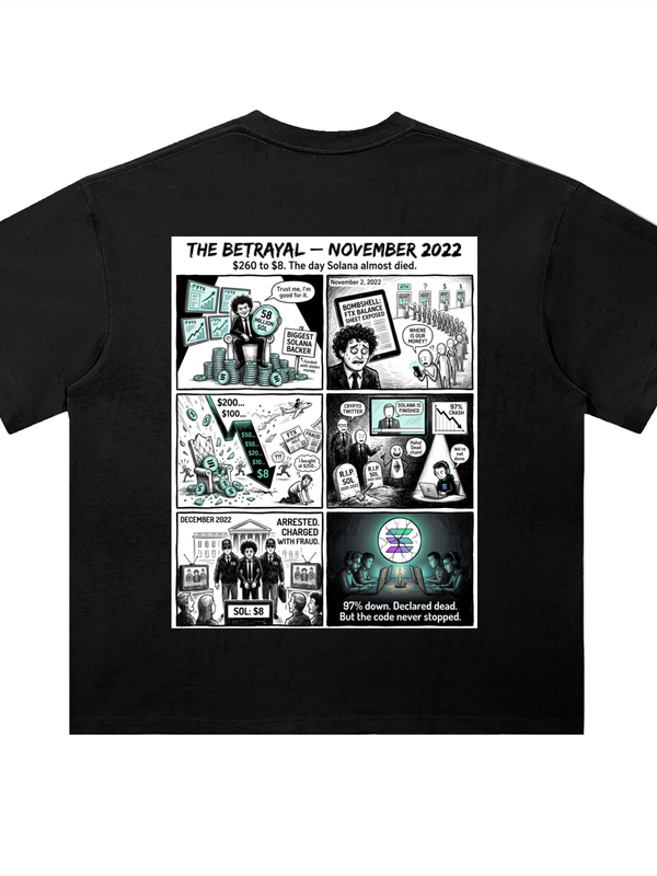 Solana The Betrayal T-Shirt — November 2022 Variant — Mr. Lined crypto streetwear