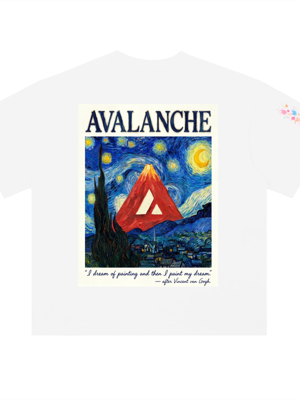 Avalanche T-Shirt — Starry Night, Van Gogh Remix — Mr. Lined crypto streetwear
