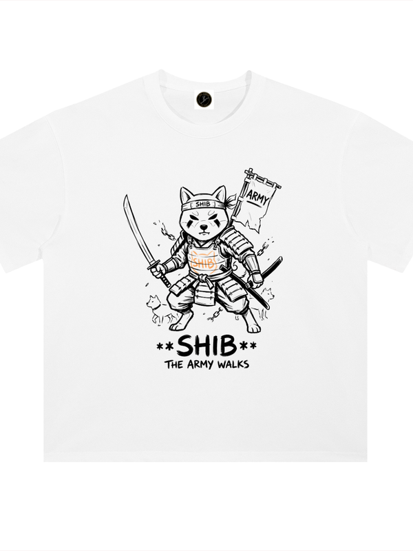 Shiba Inu T-Shirt — Samurai Army Walks — Mr. Lined crypto streetwear