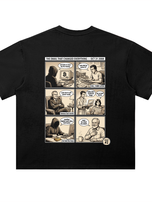 Bitcoin T-Shirt — The Email, October 31 2008 — Mr. Lined crypto streetwear