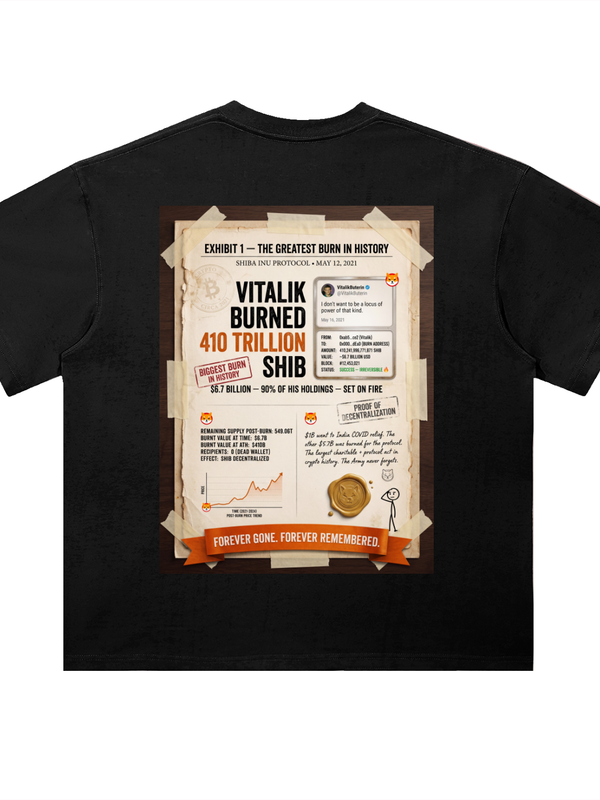 Shiba Inu T-Shirt — Greatest Burn in History — Mr. Lined crypto streetwear