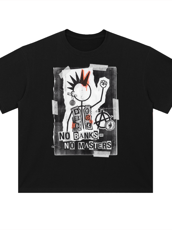 Crypto T-Shirt — No Banks, No Masters — Mr. Lined crypto streetwear