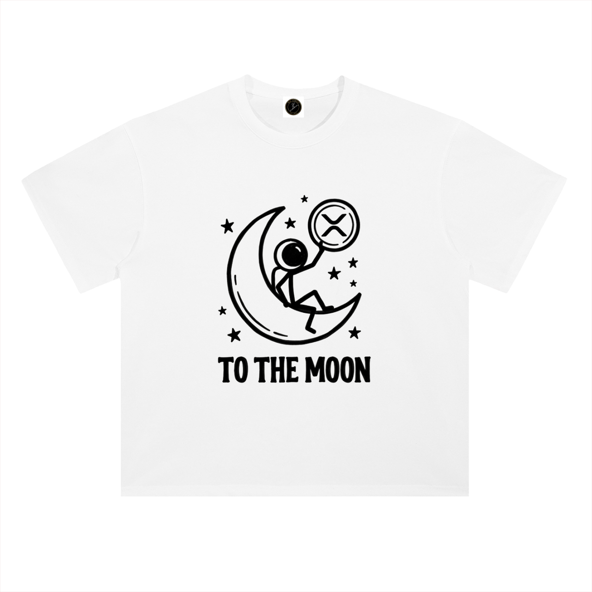 XRP T-Shirt — To the Moon, Patience Badge —  — Mr. Lined