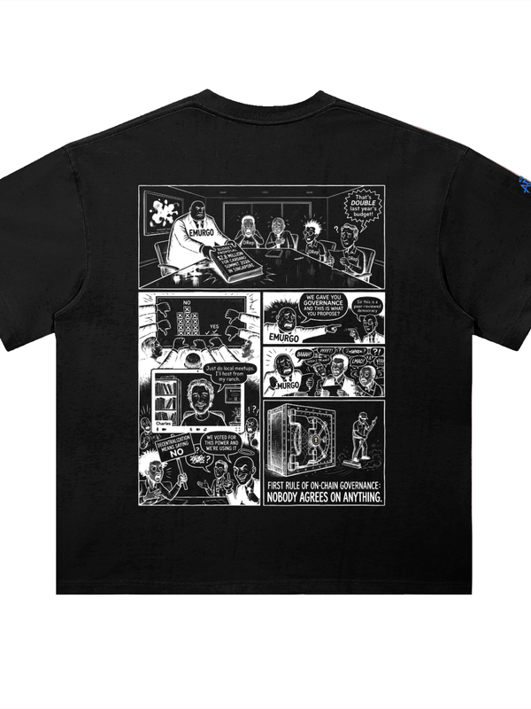 Cardano First Rule Of On-Chain Governance T-Shirt — Nobody Agrees Dark Variant — Mr. Lined crypto streetwear