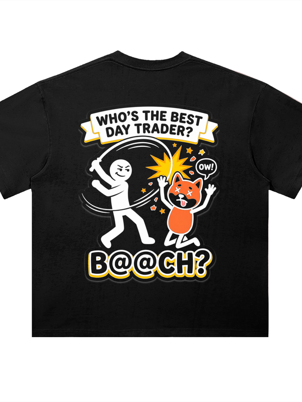 Shiba Inu Who's The Best Day Trader T-Shirt — Bashing The Shiba Dark Sticker — Mr. Lined crypto streetwear