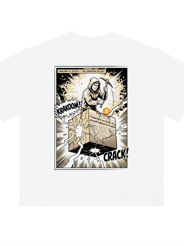 Bitcoin Genesis Block T-Shirt — January 3 2009 Light Variant — Mr. Lined crypto streetwear