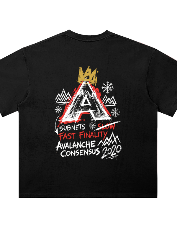 Avalanche AVAX Consensus 2020 T-Shirt — Crowned Triangle Dark Variant — Mr. Lined crypto streetwear
