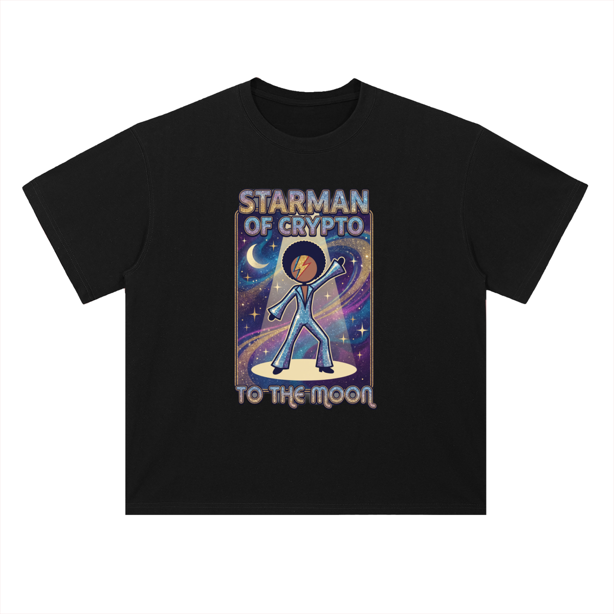 Crypto T-Shirt — Starman of Crypto, To the Moon —  — Mr. Lined