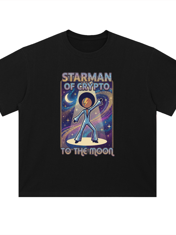 Crypto T-Shirt — Starman of Crypto, To the Moon — Mr. Lined