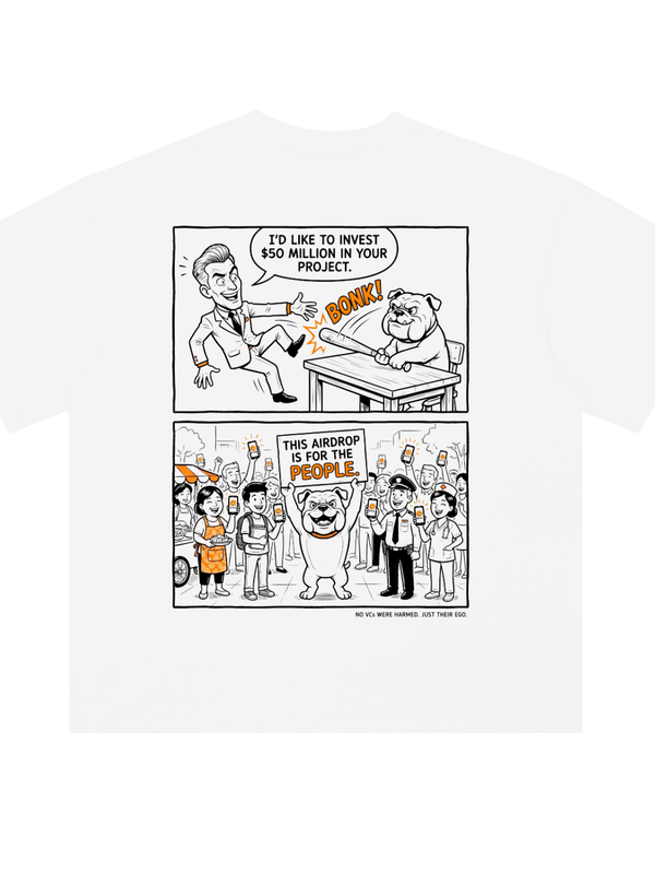 BONK T-Shirt — Airdrop for the People, Anti-VC — Mr. Lined crypto streetwear