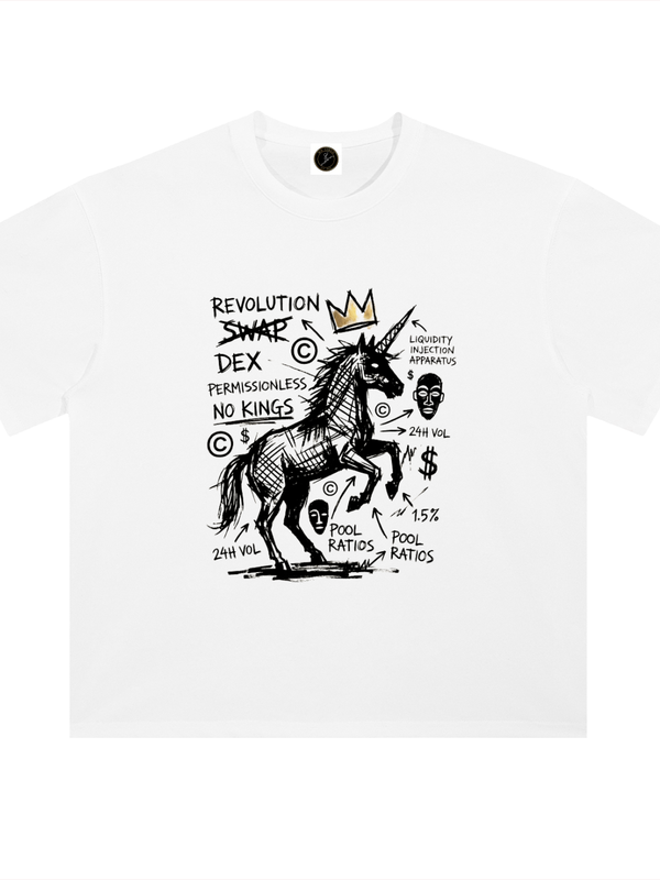 Uniswap T-Shirt — Revolution, No Kings — Mr. Lined crypto streetwear