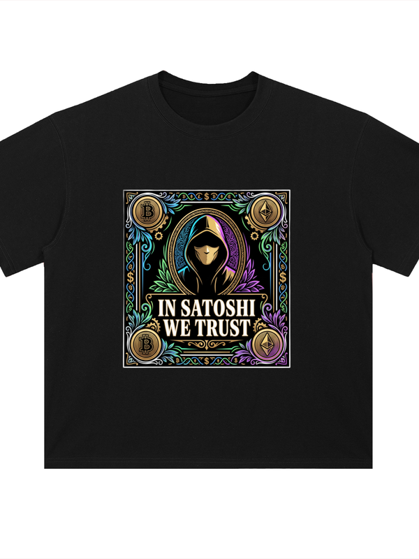 Crypto T-Shirt — In Satoshi We Trust — Mr. Lined crypto streetwear