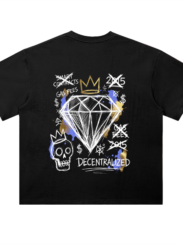 Ethereum Decentralized Basquiat T-Shirt — Dark Variant — Mr. Lined crypto streetwear