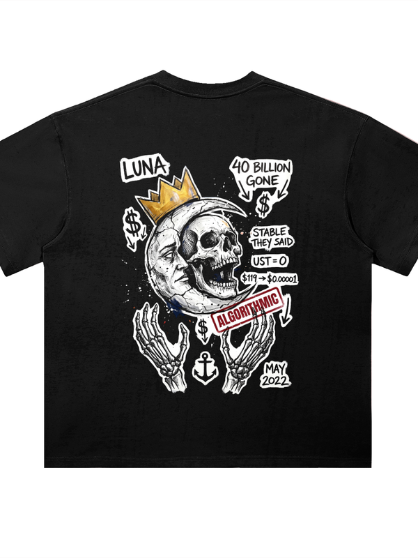 Terra Luna T-Shirt — Moon Skull, May 2022 — Mr. Lined crypto streetwear