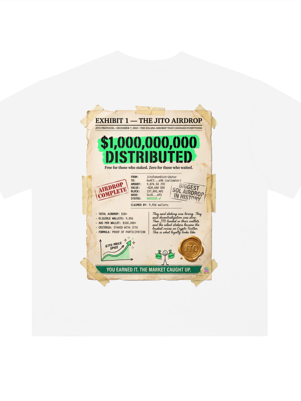 Solana T-Shirt — Jito Airdrop Exhibit — Mr. Lined crypto streetwear