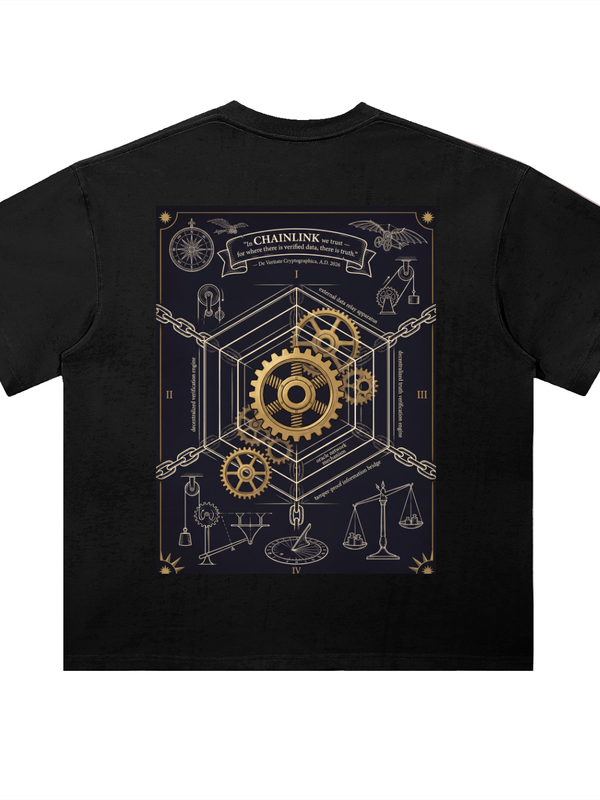 Chainlink In Chainlink We Trust T-Shirt — De Veritate Cryptographica Dark — Mr. Lined crypto streetwear