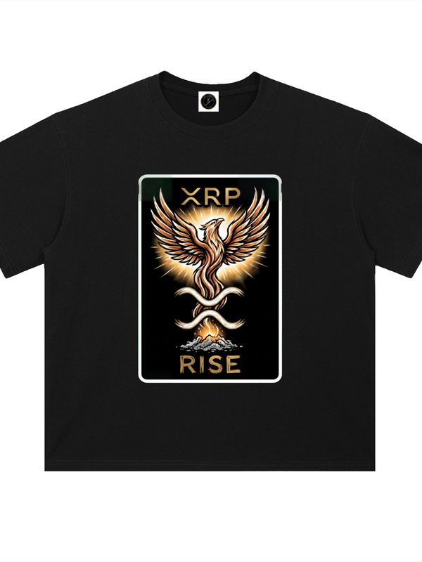 XRP T-Shirt — Rise Phoenix Flame — Mr. Lined crypto streetwear